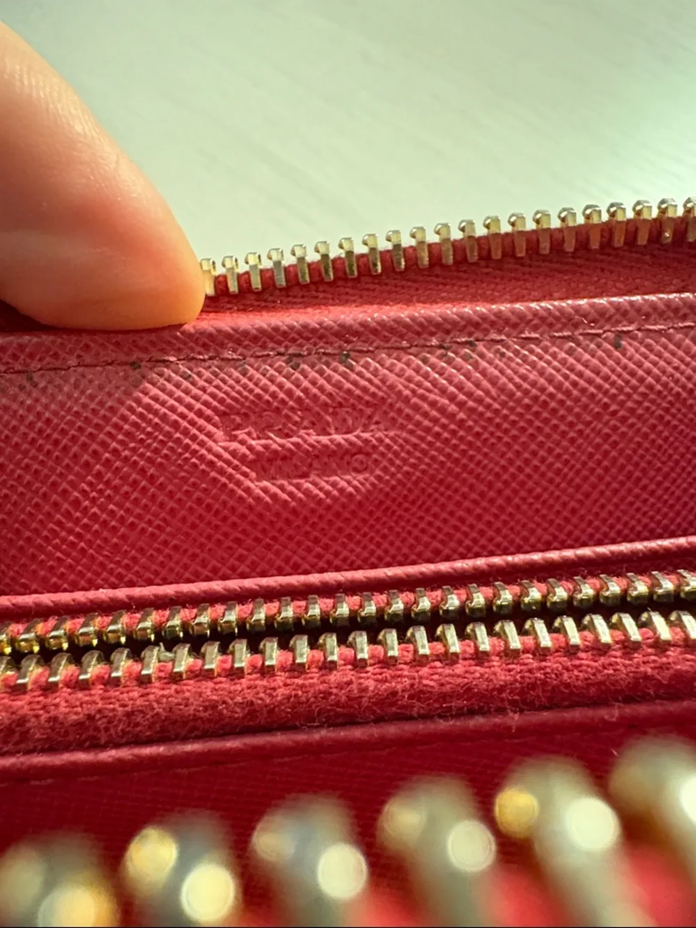 Prada Red Zip-Around Saffiano‎ Leather Wallet